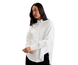 Ted Baker Womens Wmb-izote-Oversized Drop Shoulder Bib Detail Shirt, White, 16 UK
