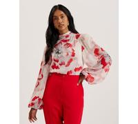 Ted Baker Womens Wmb-ladon-tie Neck Long Sleeve Blouse, Ivory, 16 UK