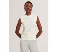 Ted Baker Wool Rich Textured Crew Neck Vest Top Ivory