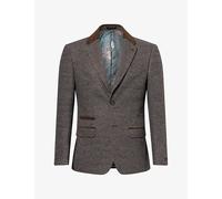 Ted Baker X The Gentleman Mens Ted Baker X The Gentleman Ted Baker x The Gentlemen Puppytooth Single-Breasted Woven Blazer Brown 40