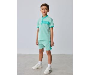 Ted Baker Young Boys Textured Polo T-shirt And Shorts Set, Green, Size Age: 2-3 Years Green