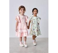 Ted Baker Younger Girls 2 Pack Jersey Ruffle Sleeve Dresses, Multi, Size 3-4 Years Print