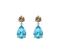 Ted Baler Teaire Crystal Teardrop Earrings for Women (Silver/Peach & Blue Crystal)