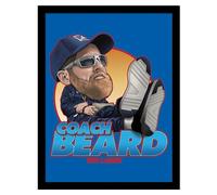 Ted Lasso Bobble Head Coach Beard Framed Poster (40cm x 30cm) (Blue/Red/Yellow)