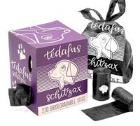 TEDAFUS Dog Poo Bags | Eco Biodegradable Poop Bags | Thick Dispenser Refill Rolls with Tie Handles | Strong Bags | 100% Leak-Proof Unscented Sacks (Black, 1 Box - 270)