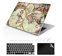 TeDaWen Compatible MacBook Air 13.6 inch Case 2022 Release Model: A2681 M2 Chip, Printed Pattern Hard Shell Laptop Sleeve and Keyboard Cover for MacBook Air 13.6, World map 13