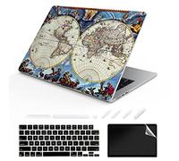 TeDaWen Compatible MacBook Air 13.6 inch Case 2022 Release Model: A2681 M2 Chip, Printed Pattern Hard Shell Laptop Sleeve and Keyboard Cover for MacBook Air 13.6, World map 8