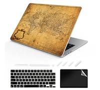 TeDaWen Compatible MacBook Air 13.6 inch Case 2022 Release Model: A2681 M2 Chip, Printed Pattern Hard Shell Laptop Sleeve and Keyboard Cover for MacBook Air 13.6, World map 4