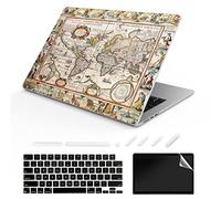 TeDaWen Compatible MacBook Air 13.6 inch Case 2022 Release Model: A2681 M2 Chip, Printed Pattern Hard Shell Laptop Sleeve and Keyboard Cover for MacBook Air 13.6, World map 5