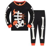 TEDD Boys Halloween Pyjamas Glow in The Dark Skeleton Bones Costumes for Girls Cotton Nightwear Toddler Clothes Sleepwear Unisex Kids 2 Piece Outfit Pjs Sets 9-10 Years