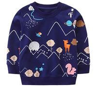 TEDD Boys Sweatshirt for Kids Dinosaur Shark Jumper Cotton Casual Top Long Sleeve Pullover T-Shirt Toddler Girls Shirts Baby Clothes 1-8 Years Deep Blue