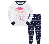 TEDD Christmas Pjs Kids Pyjamas Set for Boys Pajamas Cotton Toddler Baby Clothes Girls Nightwear Fun Santa Claus Sleepwear Unisex Long Sleeve 2 Piece Nightwear Outfit 4-5 Years White