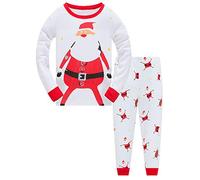 TEDD Christmas Pjs Kids Pyjamas Set for Boys Pajamas Cotton Toddler Baby Clothes Girls Nightwear Santa Claus Sleepwear Unisex Long Sleeve 2 Piece Nightwear Outfit 1-2 Years Beige
