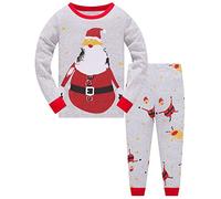 TEDD Christmas Pjs Kids Pyjamas Set for Boys Pajamas Cotton Toddler Baby Clothes Girls Nightwear Santa Claus Sleepwear Unisex Long Sleeve 2 Piece Nightwear Outfit 11-12 Years Grey