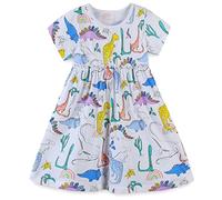 TEDD Girls Summer Dresses Unicorn Floral Dress 100% Cotton Short Sleeve Casual Shirt Dress for Little Kids Age 1-2 Years