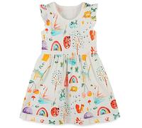 TEDD Girls Summer Dresses Unicorn Floral Dress 100% Cotton Sleeveless Casual Tank Dress for Little Kids Age 6-7 Years