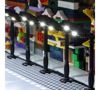 TEDDOO 10PCS Compatible with Lego Building Block Street Lights DIY LED Lighting Kit City Light Up Bricks Set Block Gift Small Particle Building Block Lights 2039 11062 (Black Pillar White Light)
