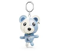 Teddy bag charm, Bear, Blue, Rhodium plated