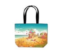 Teddy Bead On A Beach Holiday Beach Shopper Tote Bag Warren Reed - Designer Yellow One Size