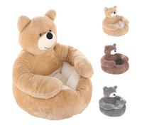 Teddy Bear Bed for Dogs, Soft Puppy Bear Sofa, Semi Enclosed Warm Pet Mat for Small Medium Large Cats & Bogs, Bottom Diameter18.11in) /(21.65in) /(30.31in) Khaki 75*75*48 cm(29.53*29.53*18.9 in)