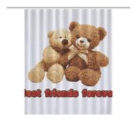 Teddy Bear Best Friends ForeverDurable Heavy Duty Shower Curtain, Thick Polyester, Rustproof Grommets, Weighted Hem - Weighted Shower Curtains, Bath Curtains Shower56.30x70.87Inch（143x180cm）