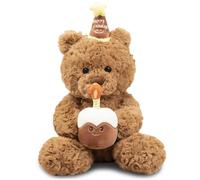 Teddy Bear Birthday Bear Doll Soft Toys, Teddy Bear Stuffed Animals, Plush with Cupcake and Embroidered Birthday Message Hat Cute Stuffed (30cm)