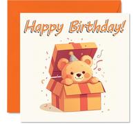 Teddy Bear Birthday Cards - Animal Gifts - Happy Birthday Card for Son Daughter Brother Sister Grandson Granddaughter Niece Nephew Cousin, 145mm x 145mm Bday Greeting Cards