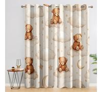 Teddy Bear Blackout Curtains, 54 Drop, Cloud Stars Kids Cute Printed Curtains for Living Room, Bedroom, Eyelet Drapes for Window Home Decor, 46x54 Inch 2 Panels (G1-37)