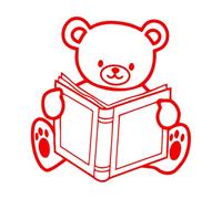 Teddy Bear Book ABC Study Kids Nursery Wall Decals 54x56.1cm Store Decoration Red