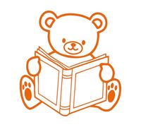 Teddy Bear Book ABC Study Kids Nursery Wall Decals 72x74.8cm Multiple Size Options Orange