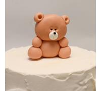 Teddy Bear Cake Topper - Edible Sugar Fondant Animal Decoration for Baby Shower, Christening, Birthday - Handmade Cake Decoration