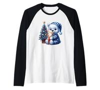 Teddy Bear Christmas Candle Cozy Winter Night Raglan Baseball Tee