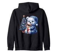 Teddy Bear Christmas Candle Cozy Winter Night Zip Hoodie