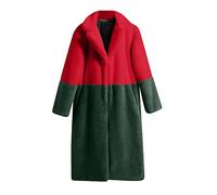 Teddy Bear Coats for Women Uk Faux Fur Overcoats, Winter Coats for Women Plus Size Color Block Thicker Thermal Soft Plush Jacket Pea Coats, Long Sleeve Lapel Army Green Ladies Coats Sale Clearance