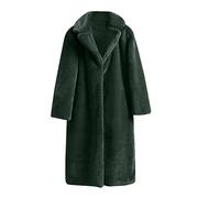 Teddy Bear Coats for Women Uk Faux Fur Overcoats, Winter Coats for Women Plus Size Color Block Thicker Thermal Soft Plush Jacket Pea Coats, Long Sleeve Lapel Army Green Ladies Coats Sale Clearance