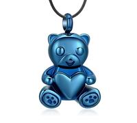 Teddy Bear Cremation Jewelry Ashes Necklace Funeral Memorial Pendant Keepsake Cremation Jewelry for Ashes for Pet/Human, One Size, Metal, not