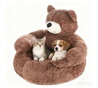 Teddy Bear Cuddler Dog Bed Semi-EnclosedTeddy with Cute Cuddler Bear pet bed, Cute Soft WarmBear Shaped Petsleeping pad, with Detachable Washable Cover Non-Slip Bottom (brown, XL)