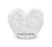 Teddy Bear Cuddly Fleece Super Soft Heart Shape Fluffy Filled Cushion Warm & Cosy Home Decoration Gift For Loved One Valentine Day Heart Cushion White 38cm x 38cm Approximate