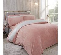 Teddy Bear DIAMANTE SHIMMER Fleece Duvet Cover Set with Pillow Case Thermal Fluffy Warm Soft Cozy Bedding Bed Set (Blush Pink, Single)