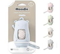 Teddy Bear Diaper Bag Dispenser, Nappy Trash Bags for Travel, Dispenser with Silicone Strap, 15 Odourless Baby Poo Bags per Roll, Dirty Nappy Bags, Disposable Diaper Bags, Baby Blue