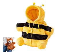 Teddy Bear Dog Bag, Cat Puppy Plush Outing Backpack, Cute Bear Bee Design Anti-Escape Purse Carrier, for Kitten Cat Small Dog (Yellow,Small)