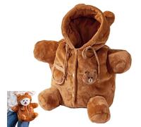 Teddy Bear Dog Bag, Cat Puppy Plush Outing Backpack, Cute Bear Bee Design Anti-Escape Purse Carrier, for Kitten Cat Small Dog (Brown,Large)