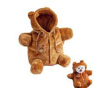 Teddy Bear Dog Bag, Cat Puppy Plush Outing Backpack, New Adjuable Carrier Soft Sided Folding, with Harness Clipfor Protection, Outdoor Indoor Use (Bear,Small)