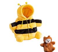 Teddy Bear Dog Bag, Cat Puppy Plush Outing Backpack, New Adjuable Carrier Soft Sided Folding, with Harness Clipfor Protection, Outdoor Indoor Use (Bee,Large)