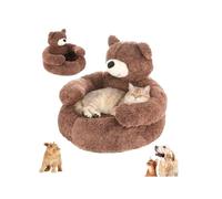 Teddy Bear Dog Bed,2026 Upgrade Teddy Bear Dog Bed with Arms,Cozy Fluffy Washable Cuddler Bedwith Anti-Slip Bottom,Non-Slip Detachable Super Soft Plush Cuddle Bears Snuggle Nest,for Small CatDog