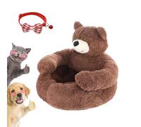 Teddy Bear Dog Bed, Soft Plush Warm Non-slip Cuddle Bear Pet Bed, Bear Shaped Dog Bed, Cute Teddy Bear Dogs Bed with Arms, Washable Cute Pets Sofa, Winter Plush Cushion Pets Supplies (Coffee, L)