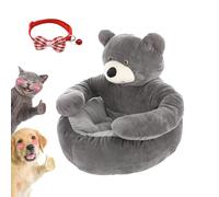 Teddy Bear Dog Bed, Soft Plush Warm Non-slip Cuddle Bear Pet Bed, Bear Shaped Dog Bed, Cute Teddy Bear Dogs Bed with Arms, Washable Cute Pets Sofa, Winter Plush Cushion Pets Supplies (Gray, M)