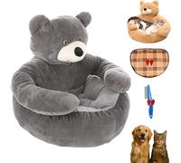 Teddy Bear Dog Bed, Soft Warm Cuddle Bed with Non-Slip Plush Sleeping Pad, Detachable Washable Cover for Cats and Small Dogs