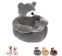 Teddy Bear Dog Bed, Teddy Bear Dog Bed with Hugging Arms, 2025 Cute Soft Warm Non-Sli Plush Cuddle Bears Pet Beds Detachable for Cat and Small Dogs (Gray,L)