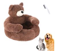 Teddy Bear Dog Bed with Arms, 2025 Cute Soft Warm Non-Slip Plush Cuddle Bear Pet Bed Detachable for Cat and Small Dogs (Brown, M: 18.1in for cat)